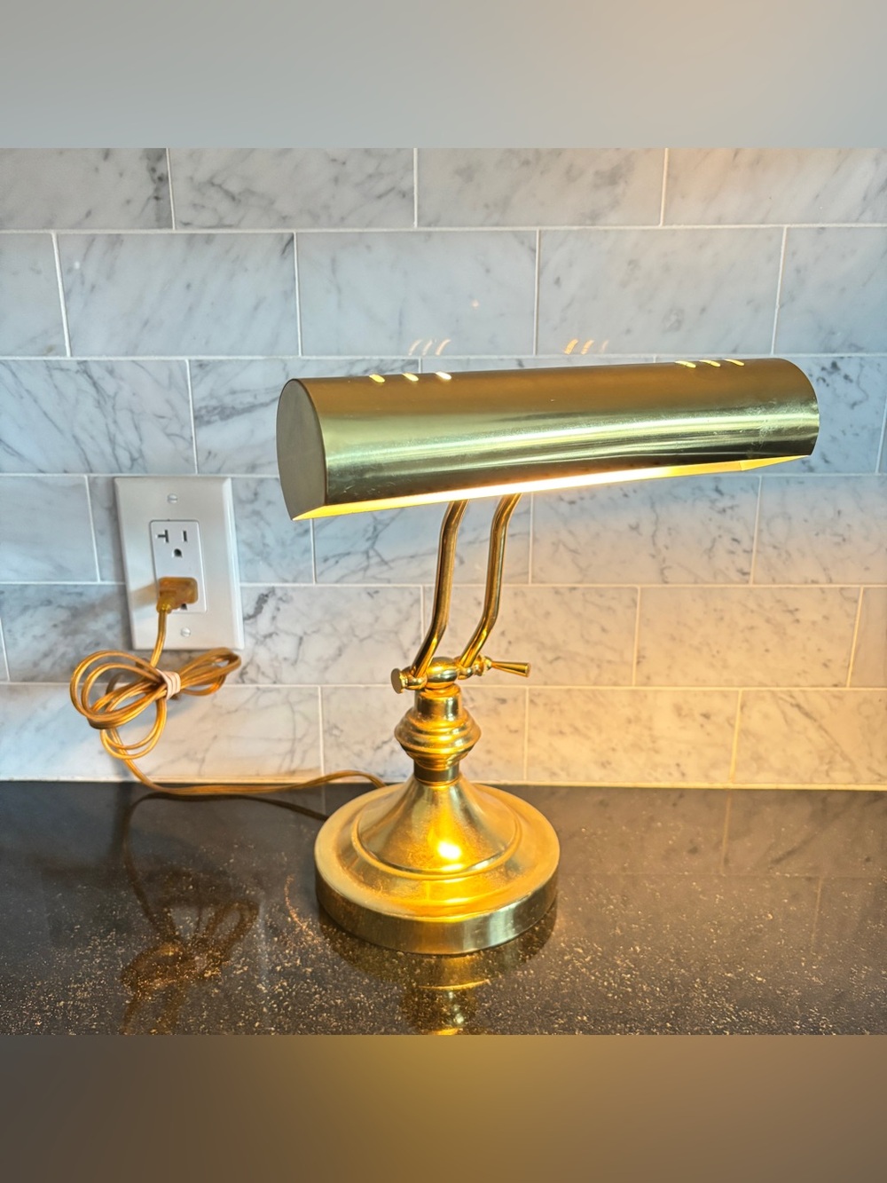 Vintage Brass Piano Bankers Desk Lamp - Tested and Working